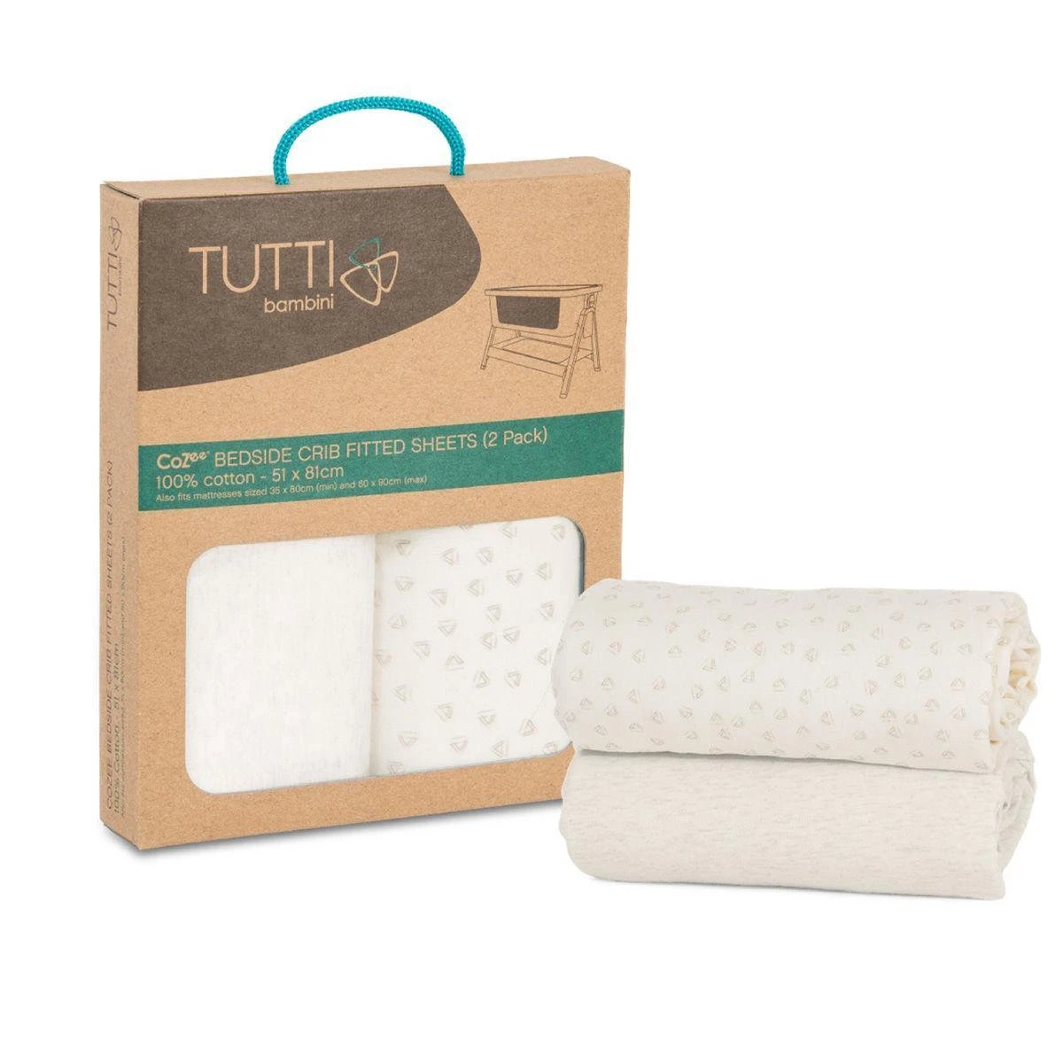 Tutti Bambini Cozee Hoeslakens Bedside Wieg - Neutral/Pebbel - Image 2