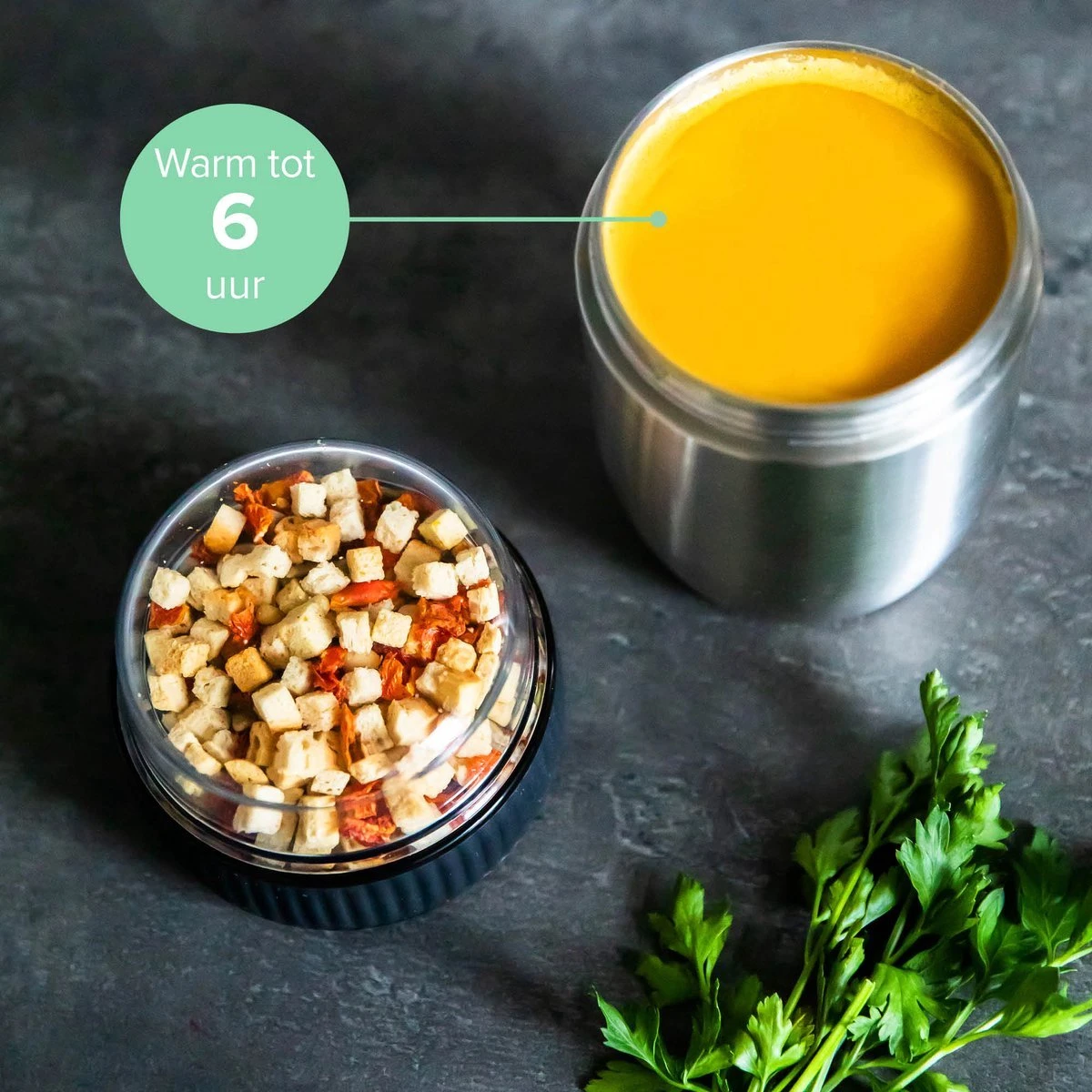 Coninx Thermos Lunchbox - Muesli Beker To Go - Isoleer Lunchpot - Yoghurtbeker To Go - Mueslibeker 840ml (600ml+240ml) - RVS - Image 5