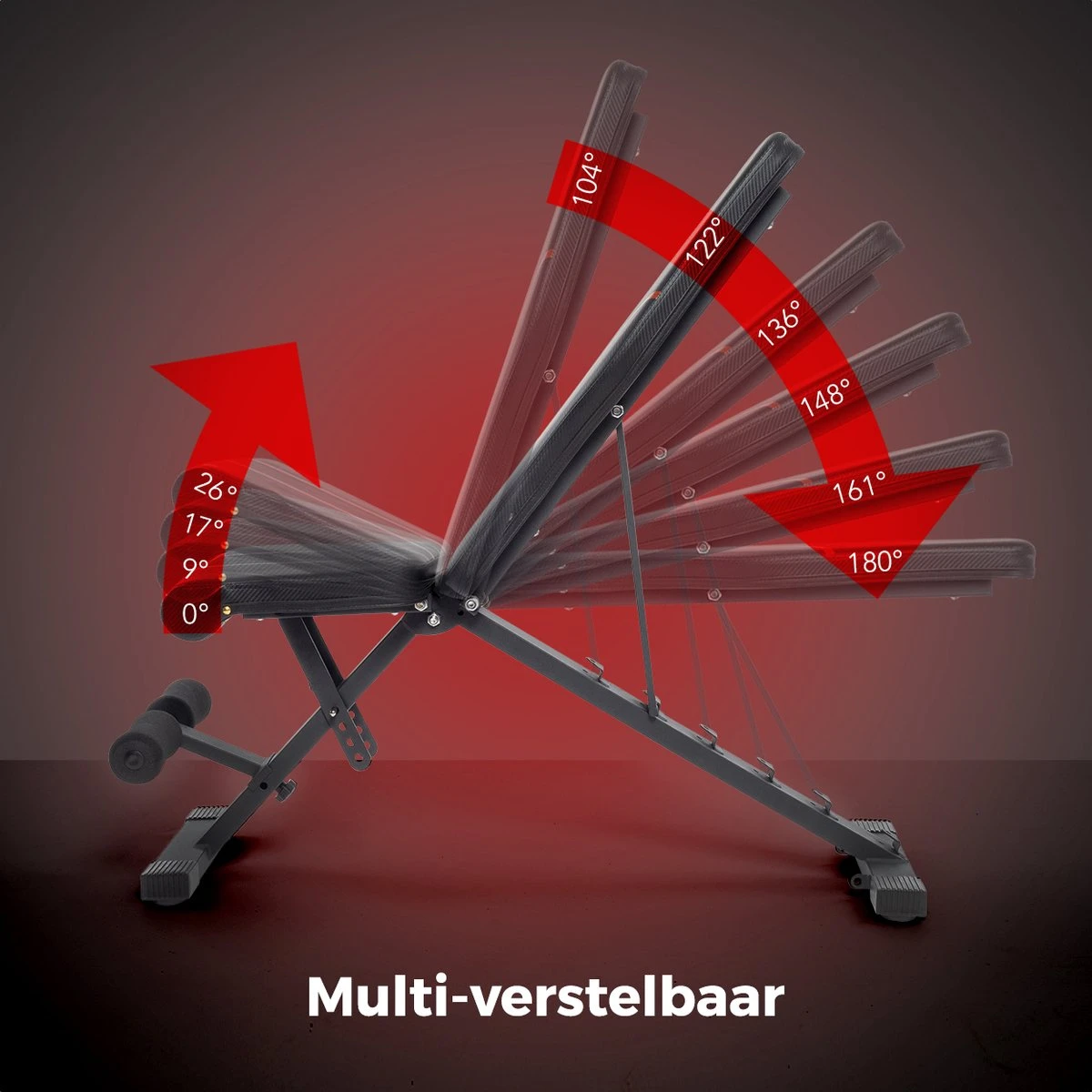 LifeGoods Fitness Halterbank - Verstelbaar - Inklapbaar - Zwart/Rood - Image 8