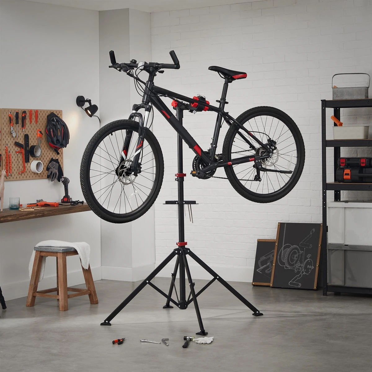 ACAZA Fiets Bevestigingsstandaard Met Snelsluiting, Gereedschapshouder En Stuurhouder, Lichte En Draagbare Reparatie Standaard Voor Fietsen, Zwart Statief - Image 2