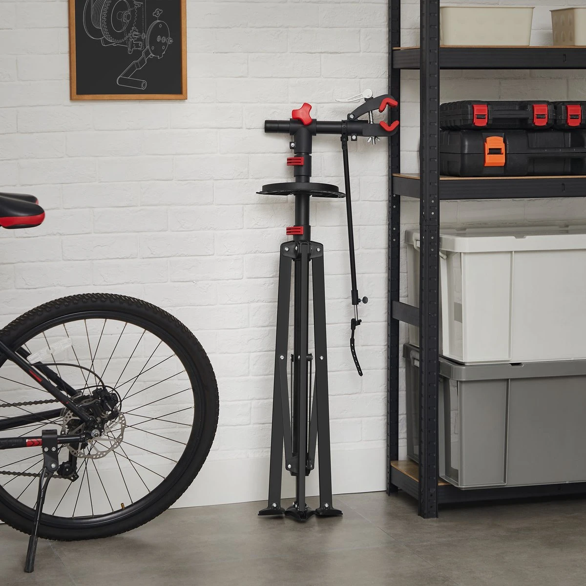 ACAZA Fiets Bevestigingsstandaard Met Snelsluiting, Gereedschapshouder En Stuurhouder, Lichte En Draagbare Reparatie Standaard Voor Fietsen, Zwart Statief - Image 11