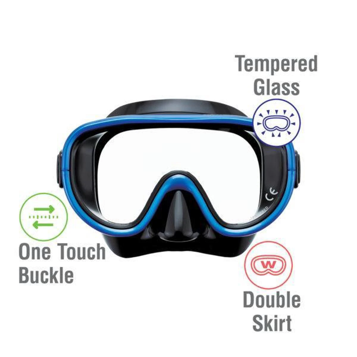 ReefTourer Snorkelmasker Duikbril Snorkelset RC-0105-zwart/blauw - Image 3