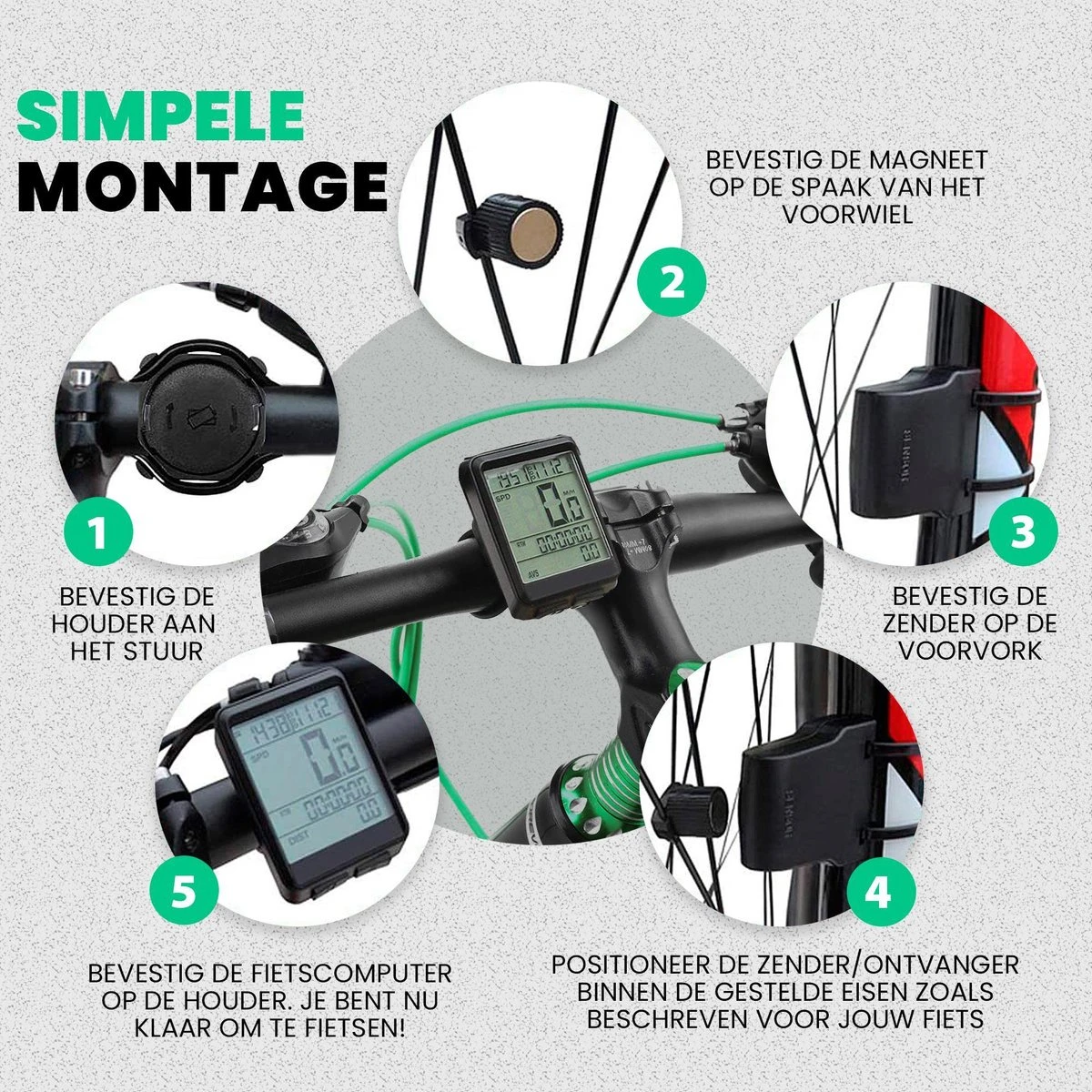 Strex Draadloze Fietscomputer - 17 Functies - Extra Groot Scherm - Draadloze Fiets Computer Draadloos Waterdicht - NL Handleiding - Image 7