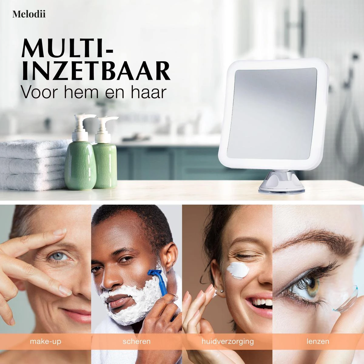 Melodii ML10X - Make Up Spiegel Met LED Verlichting - Scheerspiegel - 10x Vergroting - Met Tru-Daylight Verlichting - Voor Hem En Voor Haar - Image 9