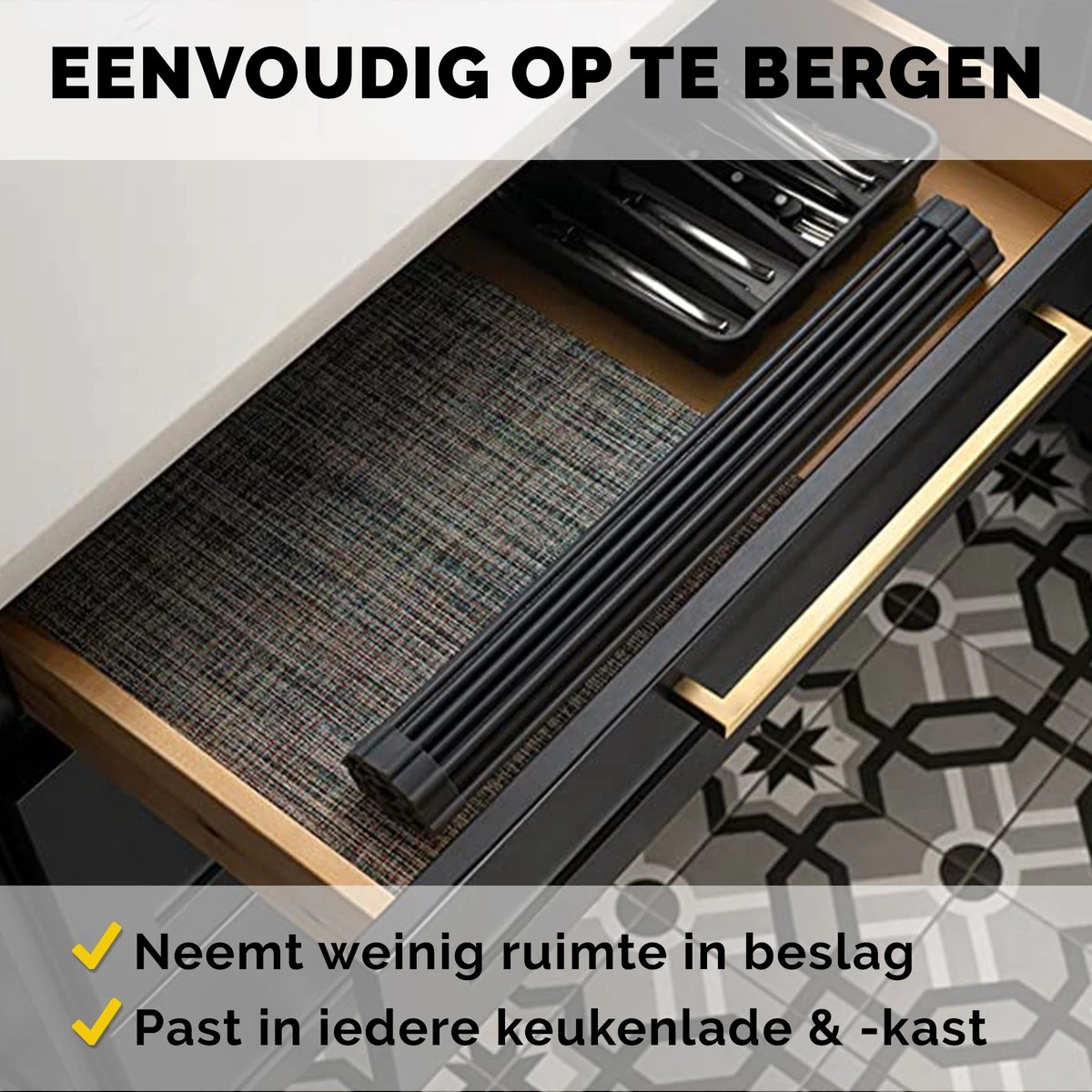 Kitch&Life Afdruiprek Oprolbaar - Mat Zwart - Pannenonderzetter - Afdruipmat - Keukenrek 3-in-1 - Image 8