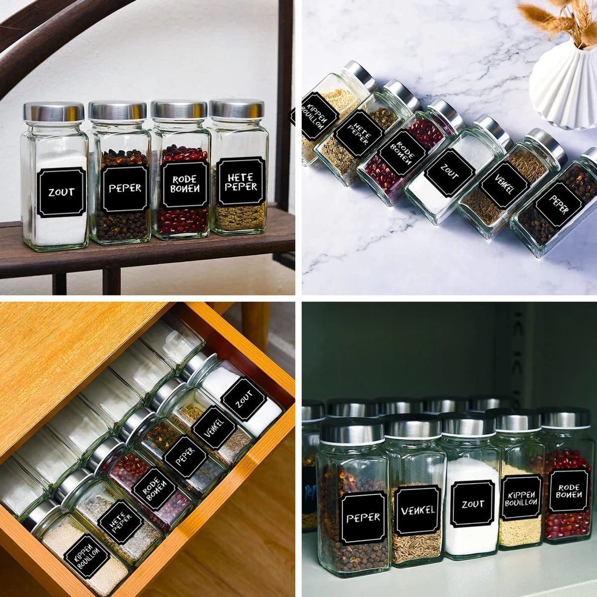 Soothe 48 Glazen Kruidenpotjes Set Met 2 Soorten Strooideksels – Kruidenstrooier – Compleet Pakket Incl Kruidenpotjes Stickers, Krijtstift En Accessoires - Image 8