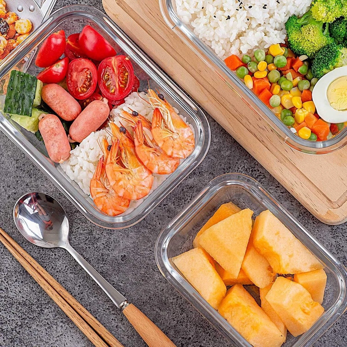 VMCA Glazen Vershoudbakjes Voor Vriezer Oven En Magnetron - 10 Bakjes - Grijs - Image 10