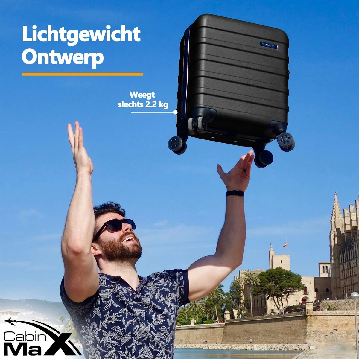 CabinMax Handbagage Koffer - Trolley 30L - Harde Reiskoffer - 45x36x20cm - Lichtgewicht - Groot Capaciteit - Zwart - Image 3