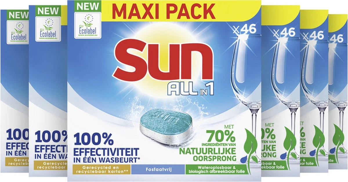 SUNĀ® Sun All-in 1 Normaal Vaatwastabletten - 276 Tabletten - Voordeelverpakking - Image 3