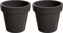 Prosperplast Set Van 2x Stuks Grote Antraciet Bloempotten/plantenpotten 60 Cm - Kunststof - Bloempotten/plantenpotten Voor Binnen En Buiten