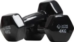 Active Panther Dumbbell Set 2 X 4 KG - 8 Kg Totaal - Vinyl - Zwart