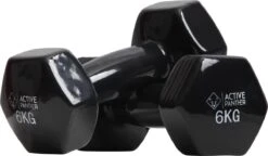 Active Panther Dumbbell Set 2 X 6 KG - 12 Kg Totaal - Vinyl - Zwart