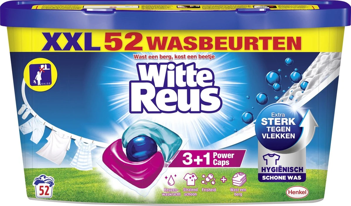Witte Reus Power Caps Wascapsules - Wasmiddel Capsules - Voordeelverpakking - 52 Wasbeurten