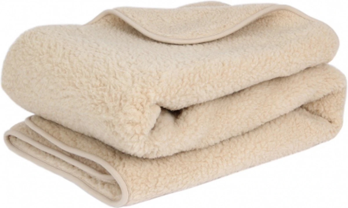 WOLLIES Amsterdam Ledikant Deken - Amandel - Merino Wol - 95 X 135 Cm