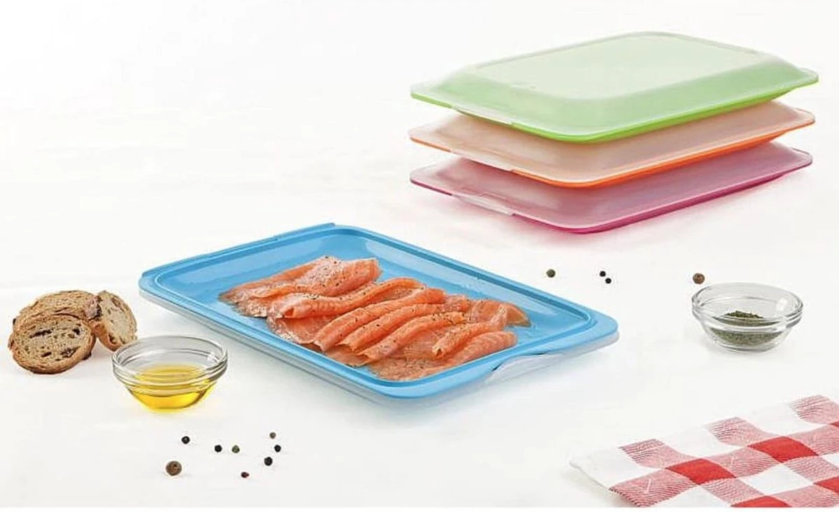 Merkloos Vershouddozen Vleeswarendoos Koelkast Vershoudbakje Bewaren Koelkast Beleg Bewaardoos Broodbeleg Stapelbaar Met Deksel 4 Stuks - Image 4