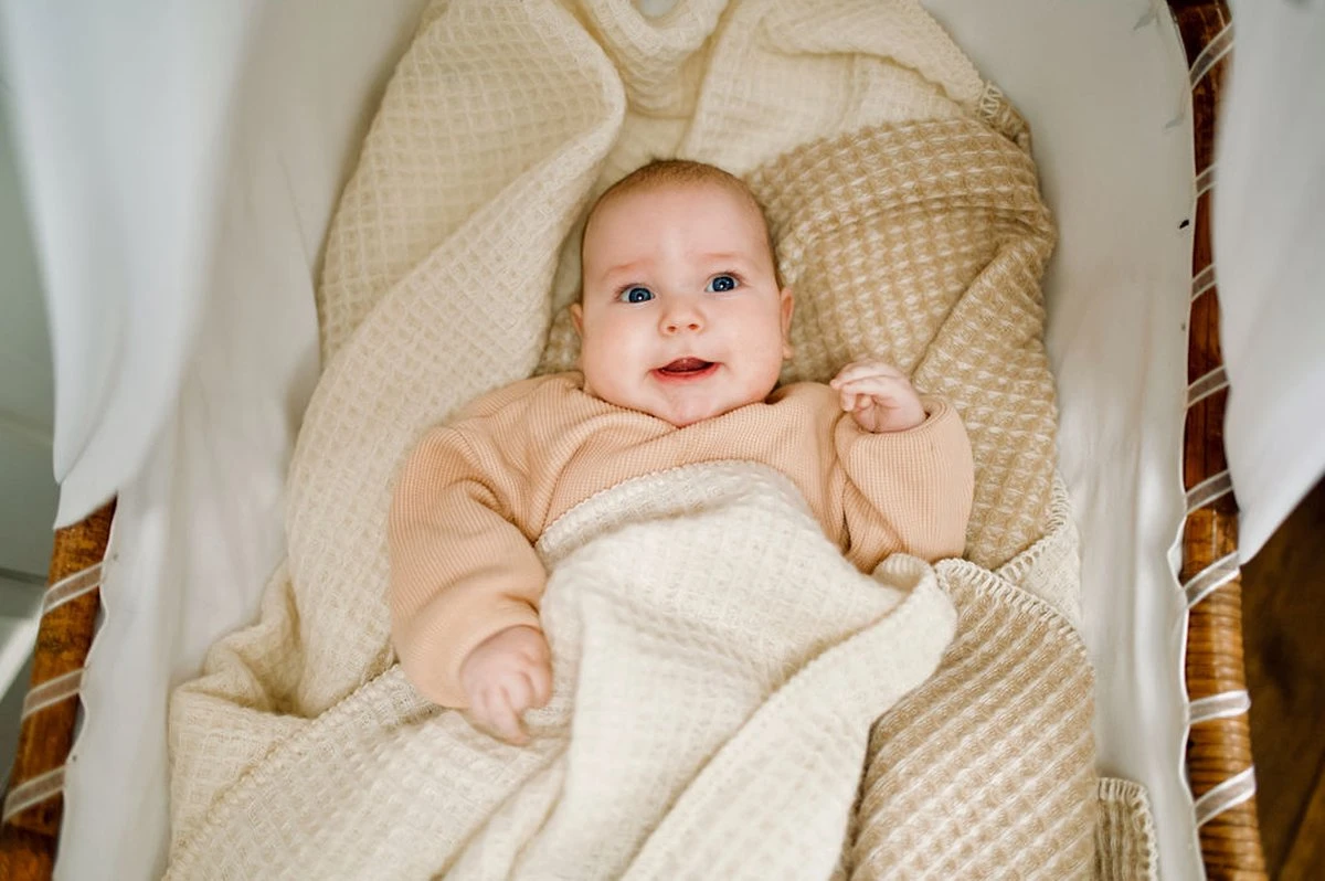 Wiegdeken Wol - Pure Baby Love - Wafel Off White