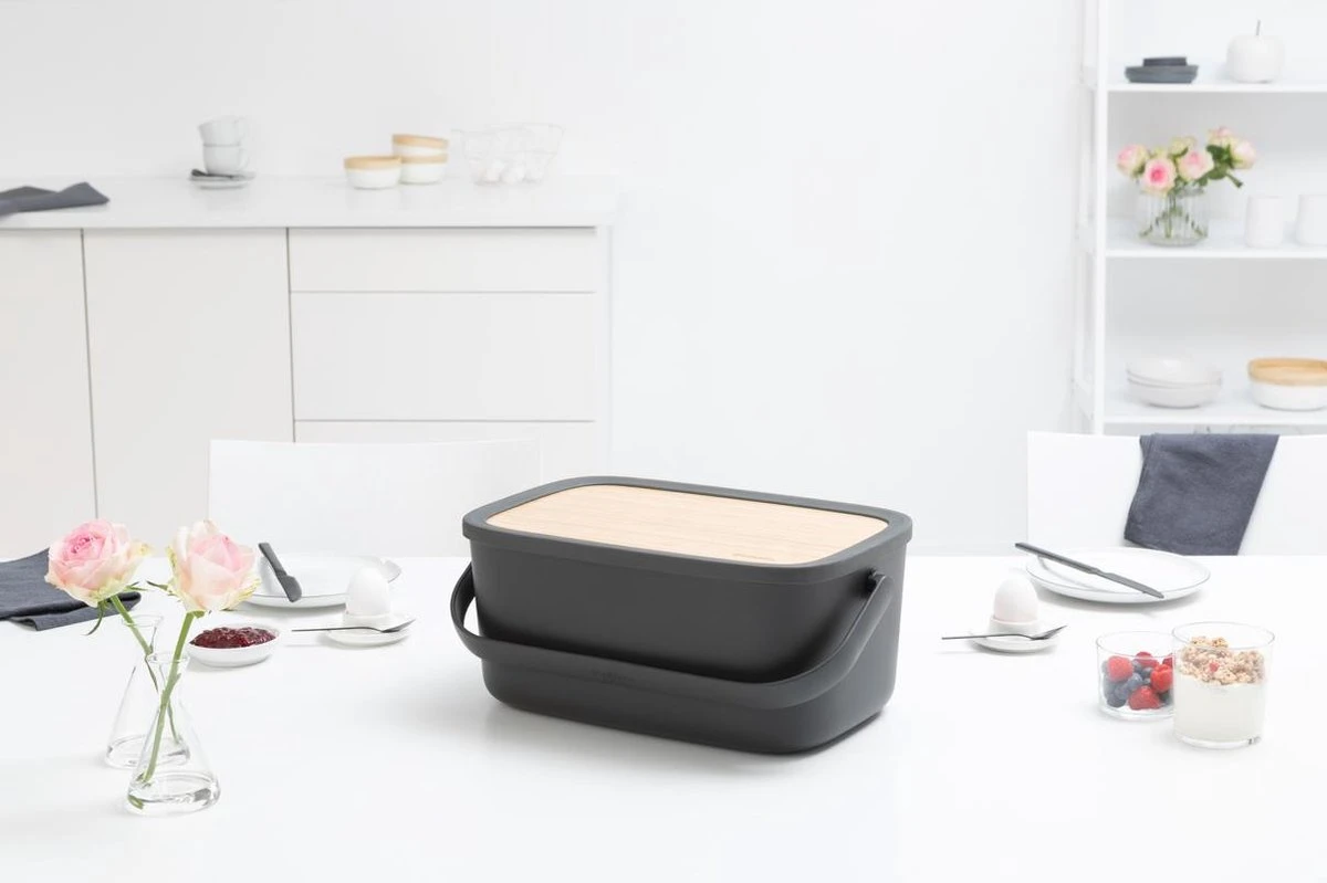Brabantia Nic Broodtrommel - Met Bamboe Deksel - Dark Grey - Image 9