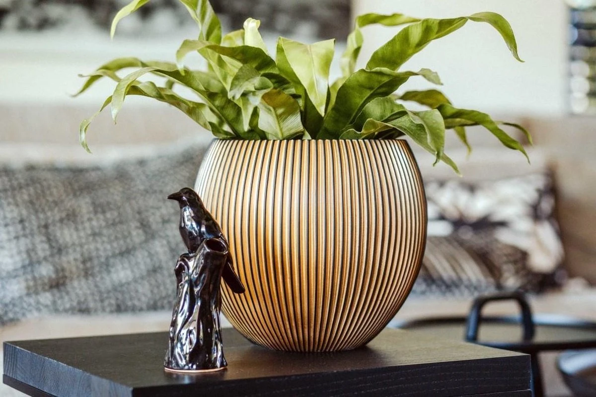 Capi Europe - Vaas Bol Groove XL - 39x33 - Goud - Bloempot Voor Binnen - Opening ⌀24 - GVGB270 - Image 2