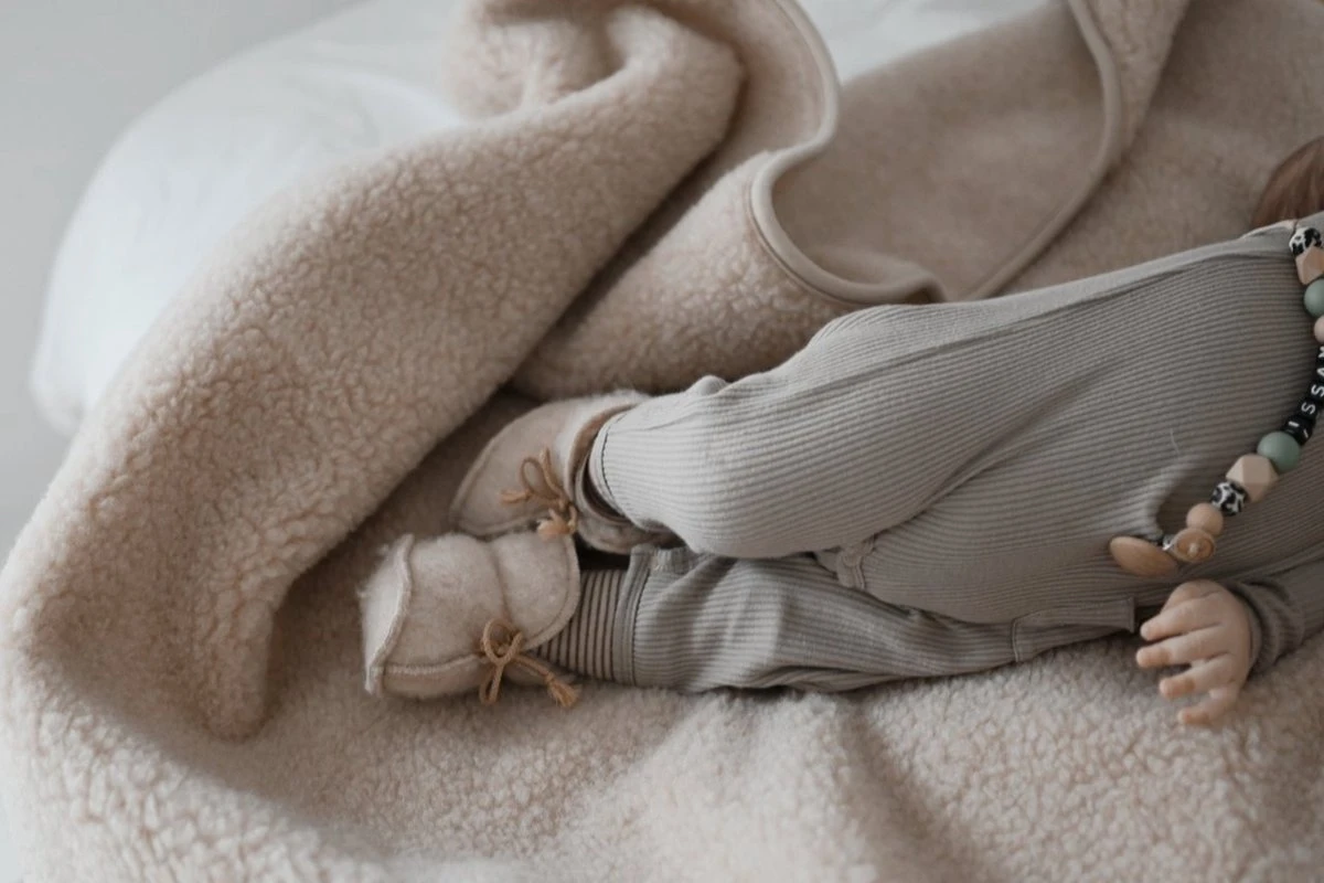 WOLLIES Amsterdam Ledikant Deken - Amandel - Merino Wol - 95 X 135 Cm - Image 2