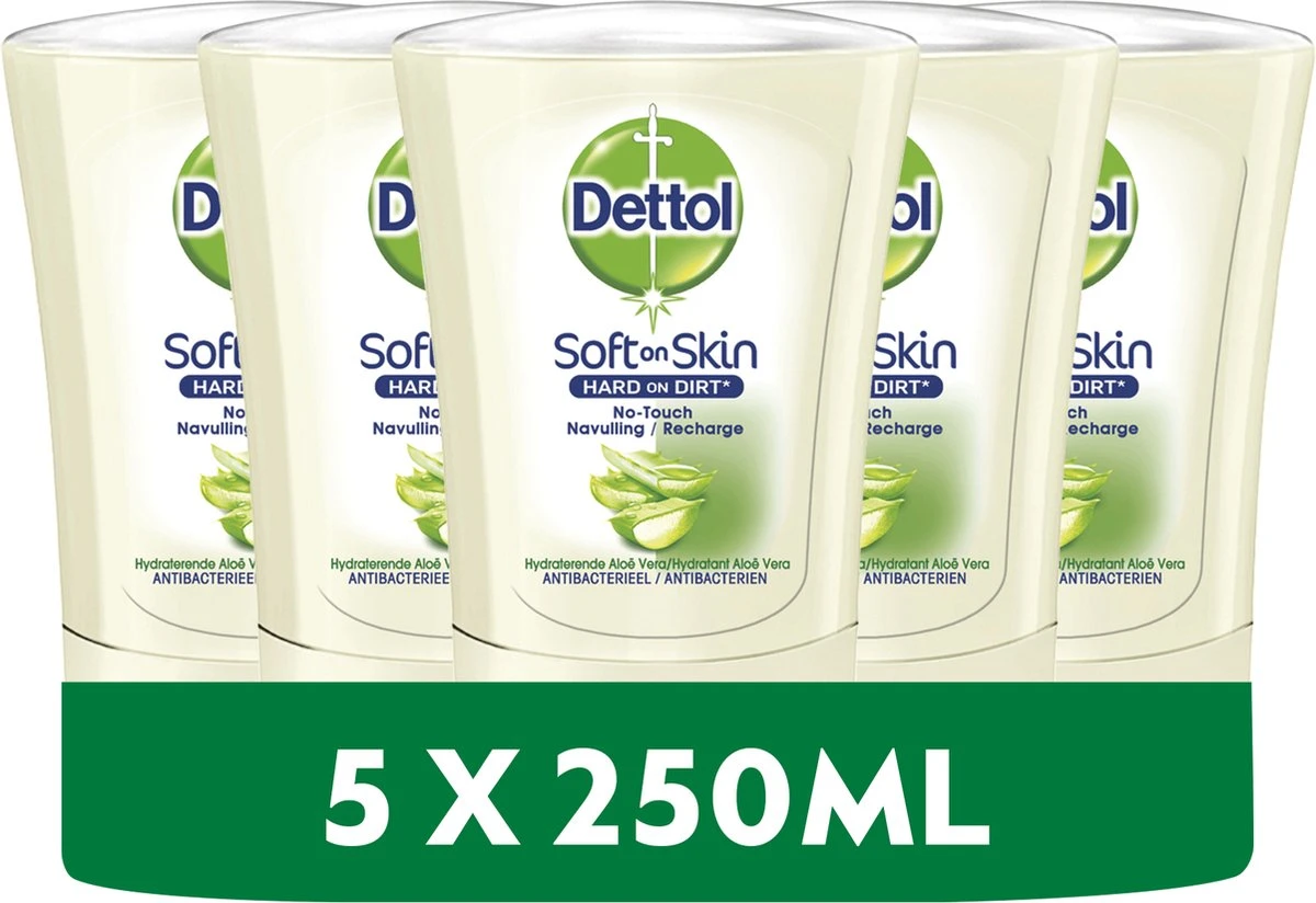 Dettol - Handzeep - No Touch Navulling - Antibacterieel - Aloe Vera - 250 Ml X5 - Image 7