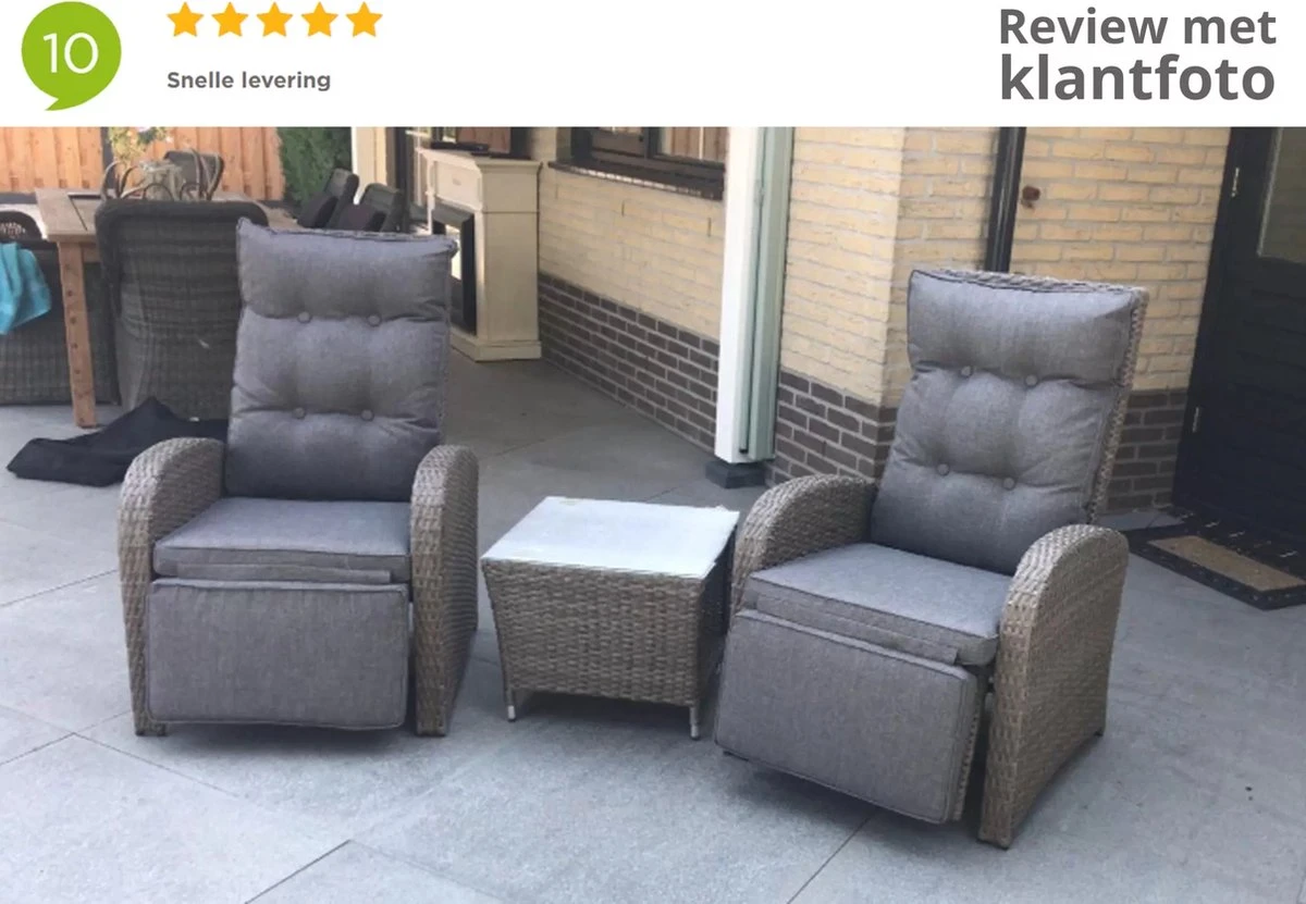 Loungeset Duoset Melia 2 Verstelbare Stoelen + Tafel - Balkonset - Image 20