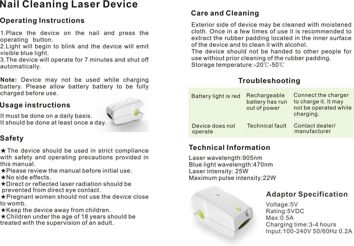 Anti Schimmelnagel Kalknagel Laserapparaat Om Zelf Te Behandelen, Veilig, Effectief, Snel En Pijnloos, Koude Laser Behandeling Voor Thuisgebruik, Voor Tenen En Vingers. Oplaadbaar. - Image 5