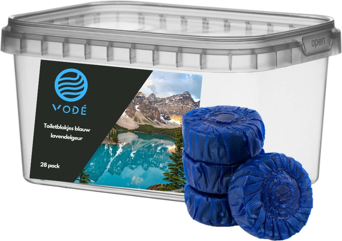 VODÉ Toiletblokjes Inbouwreservoir 28 Stuks - Voordeelverpakking – WC Blokjes – Stortbakblokjes – Geschikt Voor Geberit | Grohe - Lavendel Geur