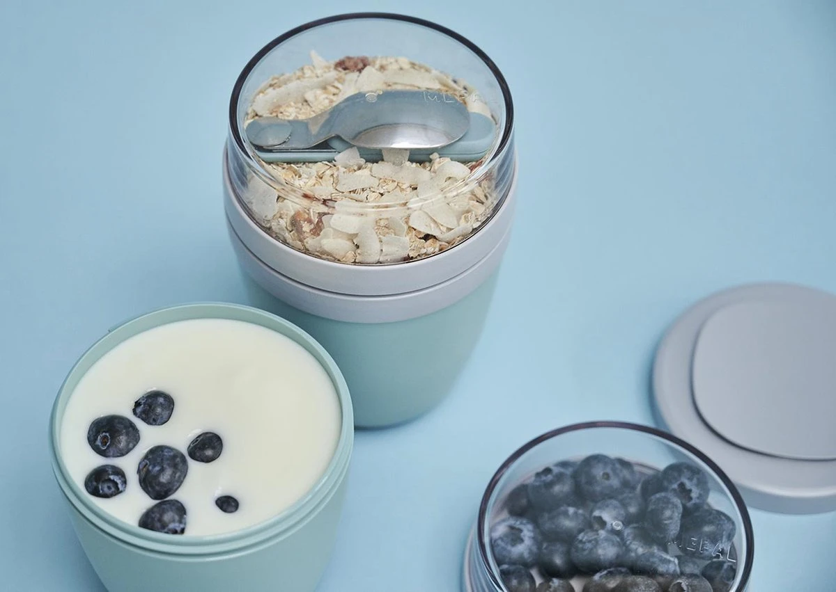 Mepal - Lunchpot + Vouwlepel Ellipse - Nordic Denim - Yoghurtbeker Met Lepel - Muesli Beker To Go - Geschikt Voor Vriezer, Magnetron En Vaatwasser. - Image 2