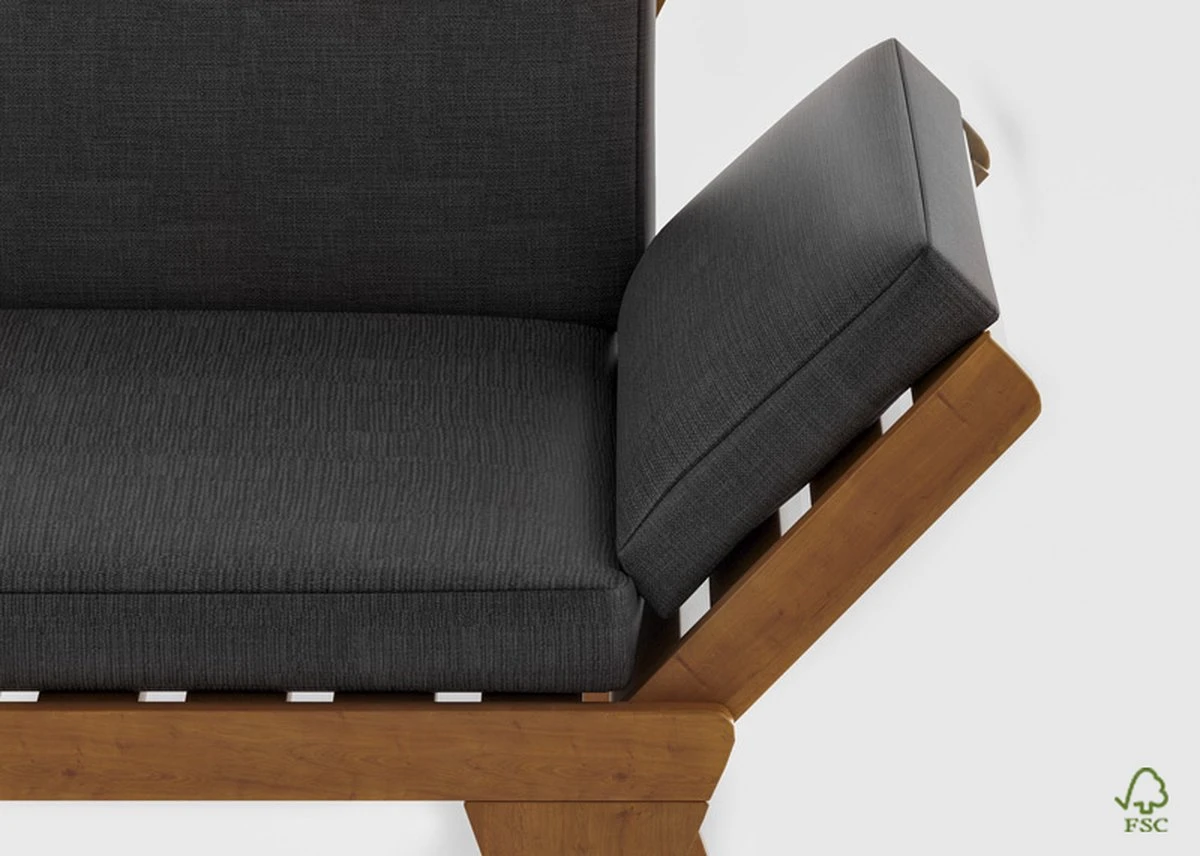 Loungebank Tuin FSC Antraciet – Makkelijk Verstelbaar Lounge Bank Balkon – Tuinbank Lounge Hardhout FSC – Perfecthomeshop - Image 4