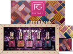 Pink Gellac - Color Box Luminous - Gellak - Set Van 3 Glitter En 2 Effen Kleuren