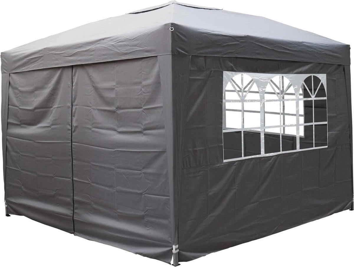 Garden Royal Partytent 3x3m Easy Up Grijs Met 4 Zijwanden