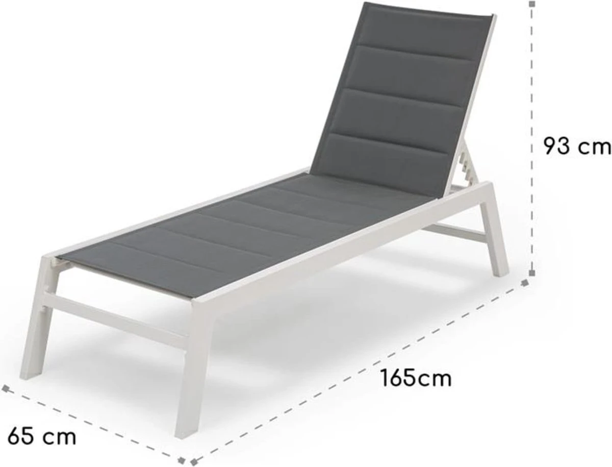 Blumfeldt Renazzo Lounge Ligstoel - Ligbed Voor De Tuin - Aluminium Tuinstoel - 6 Standen - Waterafstotend - Bekleding Van 70 % Pvc En 30 % Polyetheen - Grijs - Image 2