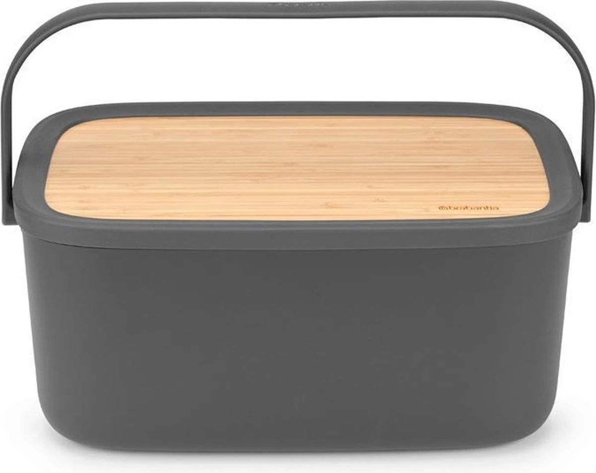 Brabantia Nic Broodtrommel - Met Bamboe Deksel - Dark Grey - Image 2