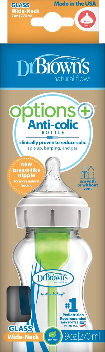 Dr. Brown's Options+ Anti-colic Botle Babyfles - Brede Halsfles Glas 270 Ml - Image 4