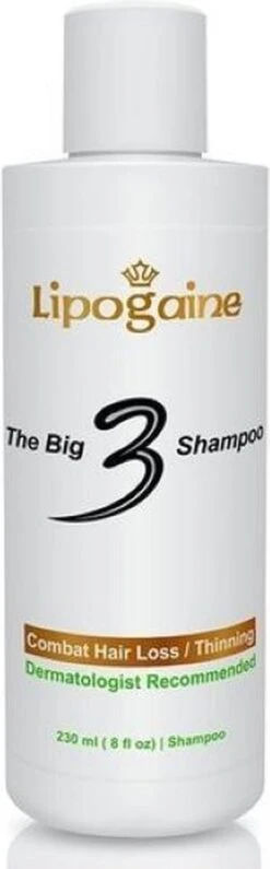 Lipogaine Big 3 Haargroei Shampoo-tegen Haaruitval- Anti Roos- Met 1% Ketoconazol En Biotine- 230 Ml