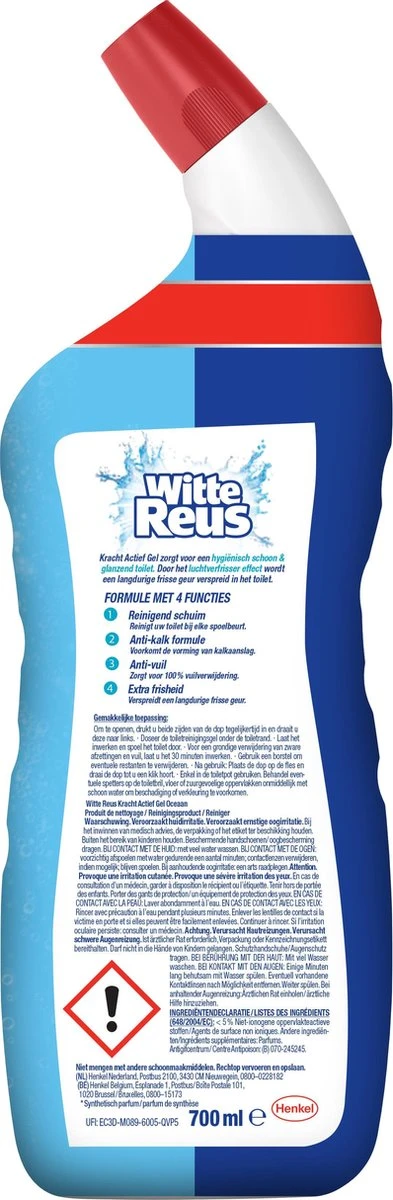 Witte Reus Toiletreiniger - Kracht Actief Gel Oceaan - Voordeelverpakking 10 X 700ml - Image 7