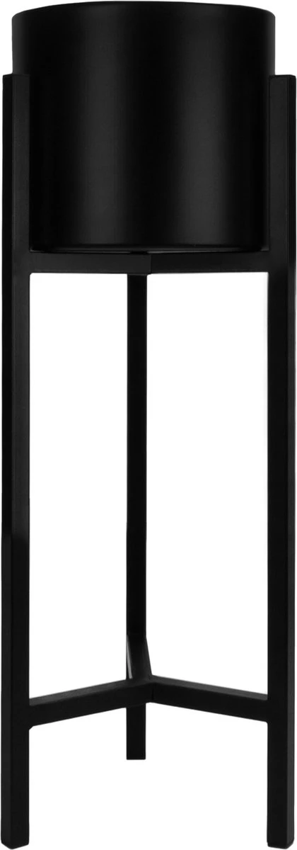 QUVIO Plantenstandaard Binnen - Inclusief Pot - Staande Plantenbak - Metaal - Bloempot - 22 X 22 X 60 Cm - Zwart - Image 2