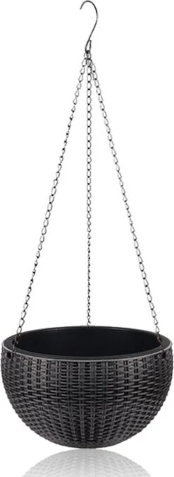 Hangpot Kunststof – Bloempot Hangend – Binnen & Buiten- Plantenhanger –Incl. Afvoerstop – 26 Cm - Zwart