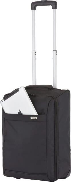 TravelZ Handbagage 42cm Underseat - Handbagagekoffer Opvouwbaar 1,5kg - Ultralicht - 2 Wiel - Zwart