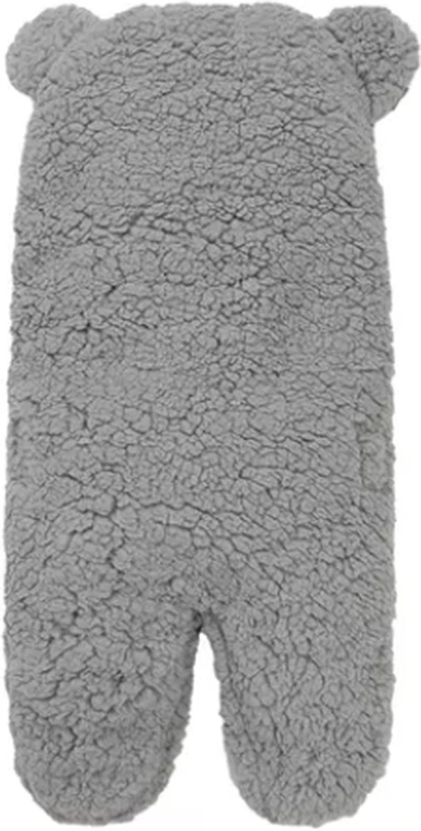 BonBini´s Teddy Bear Wikkeldeken Newborn - Zachte Grijze Teddy Beer Inbakerdoek Newborn Baby - 3-6 Maanden - Grijs - Image 4