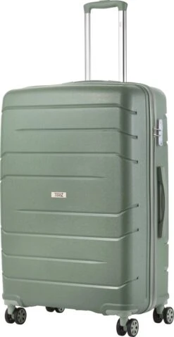 TravelZ Big Bars Reiskoffer 78 Cm Met Dubbele Wielen - Trolley Koffer Met TSA-slot - Olijf