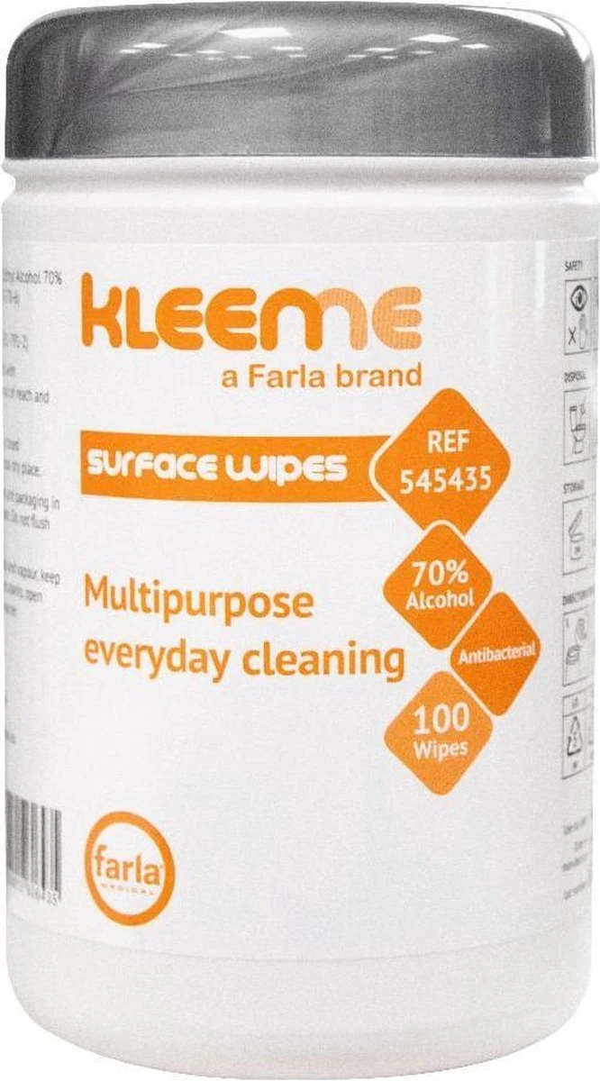 Schoonmaakdoekjes - Ontsmettingsdoekjes - Desinfectiedoekjes - Desinfectie Doekjes - KleenMe - Alcohol Doekjes - Alcoholdoekjes - Allesreiniger Zachte Antibacteriële Alcohol Wipes- 100 Doekjes - Met Dispenser - 70% Alcohol - 185 X 110mm - Image 2