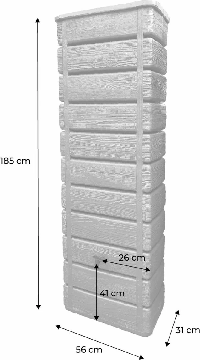 Regenton Muurtank, Grandval 300L, Antraciet Kunststof, Imitatiehout, Met Gootaansluitset Inbegrepen - Image 4