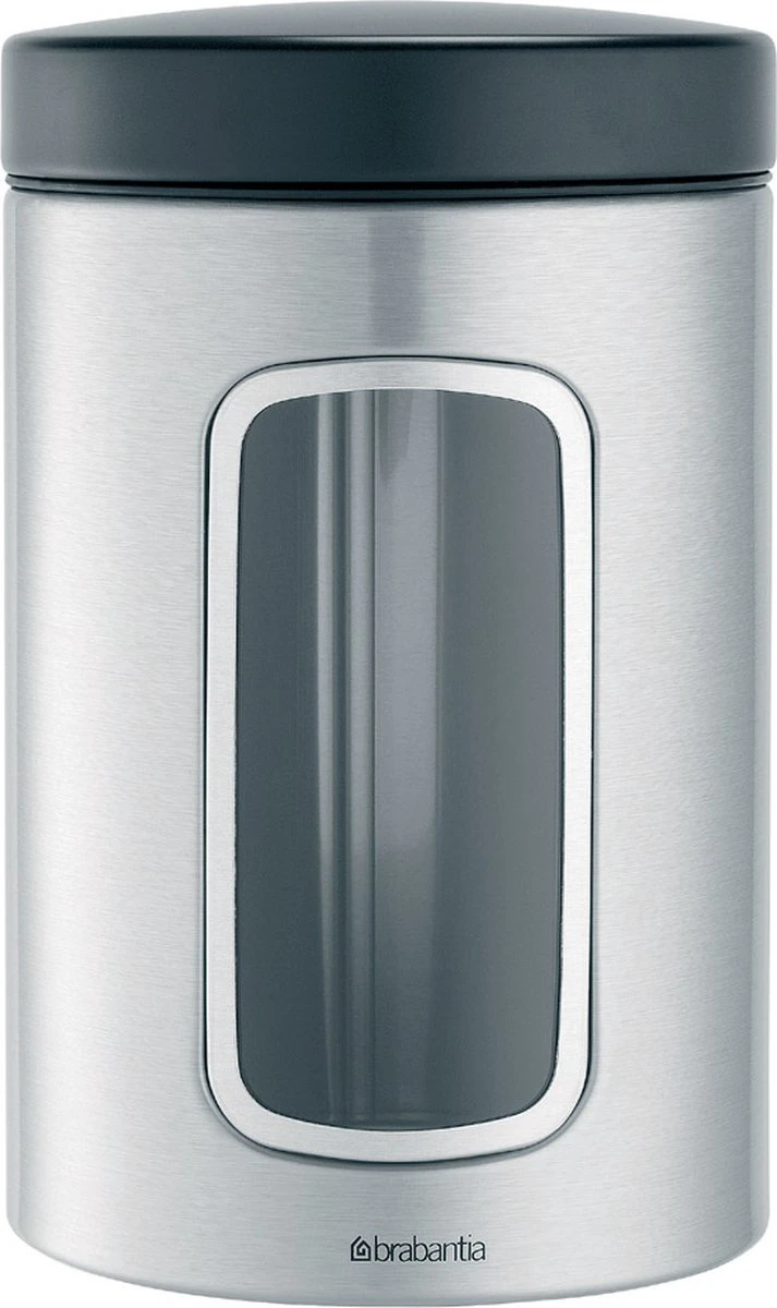 Brabantia Voorraadbus - 1,4 L - Matt Steel Fingerprint Proof / Matt Black Deksel - Met Venster - Image 9