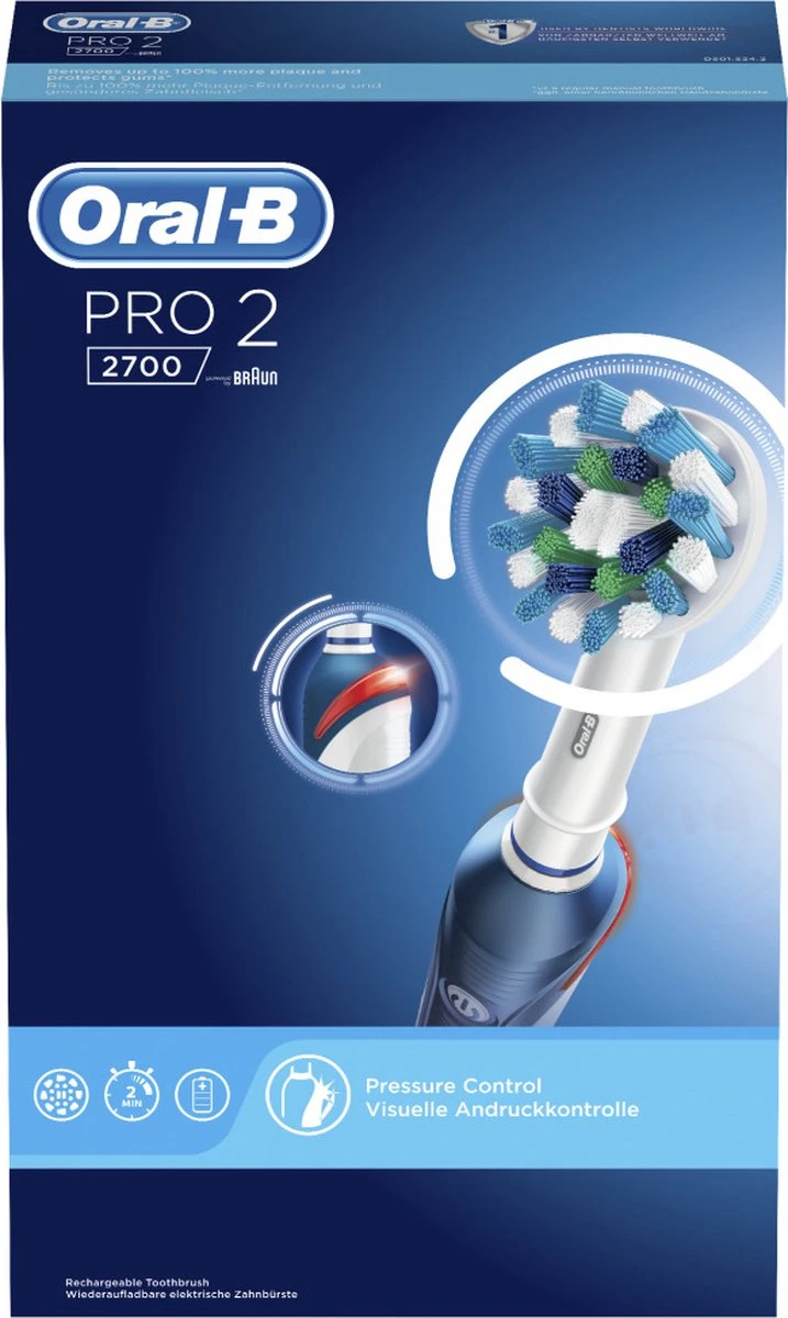 Oral B Oral-B Pro 2 2700 CrossAction - Elektrische Tandenborstel - Blauw, Wit - Image 10