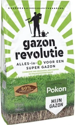 Pokon Gazon Revolutie - 7,5kg - Gazonmest / Graszaad / Bodemverbeteraar - Geschikt Voor 150m² - Binnen 15 Dagen Resultaat