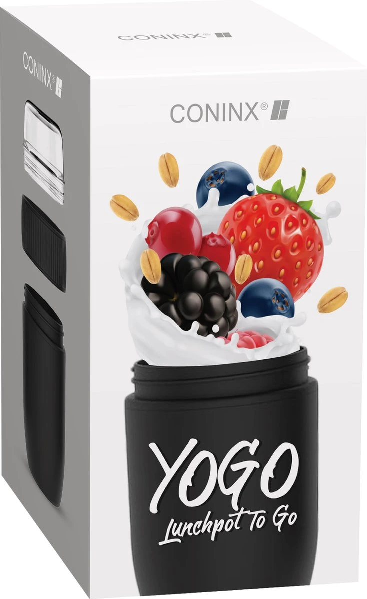 Coninx Yoghurtbeker To Go - Muesli Beker To Go - Lunchbeker - Mueslibeker 640ml (450ml+190ml) - Zwart - Image 7
