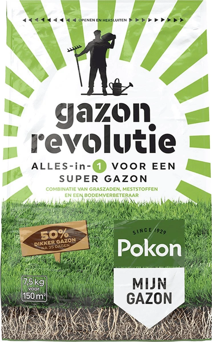 Pokon Gazon Revolutie - 7,5kg - Gazonmest / Graszaad / Bodemverbeteraar - Geschikt Voor 150m² - Binnen 15 Dagen Resultaat - Image 6