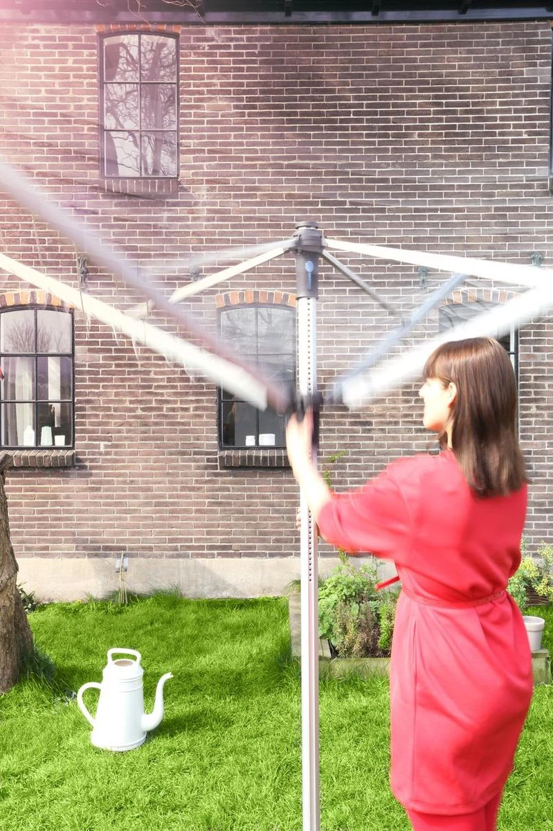 Brabantia Lift-O-Matic Advance Droogmolen Met Kunststof Betonanker, Beschermhoes En Wasknijpertasje - 60 M - Metallic Grey - Image 7