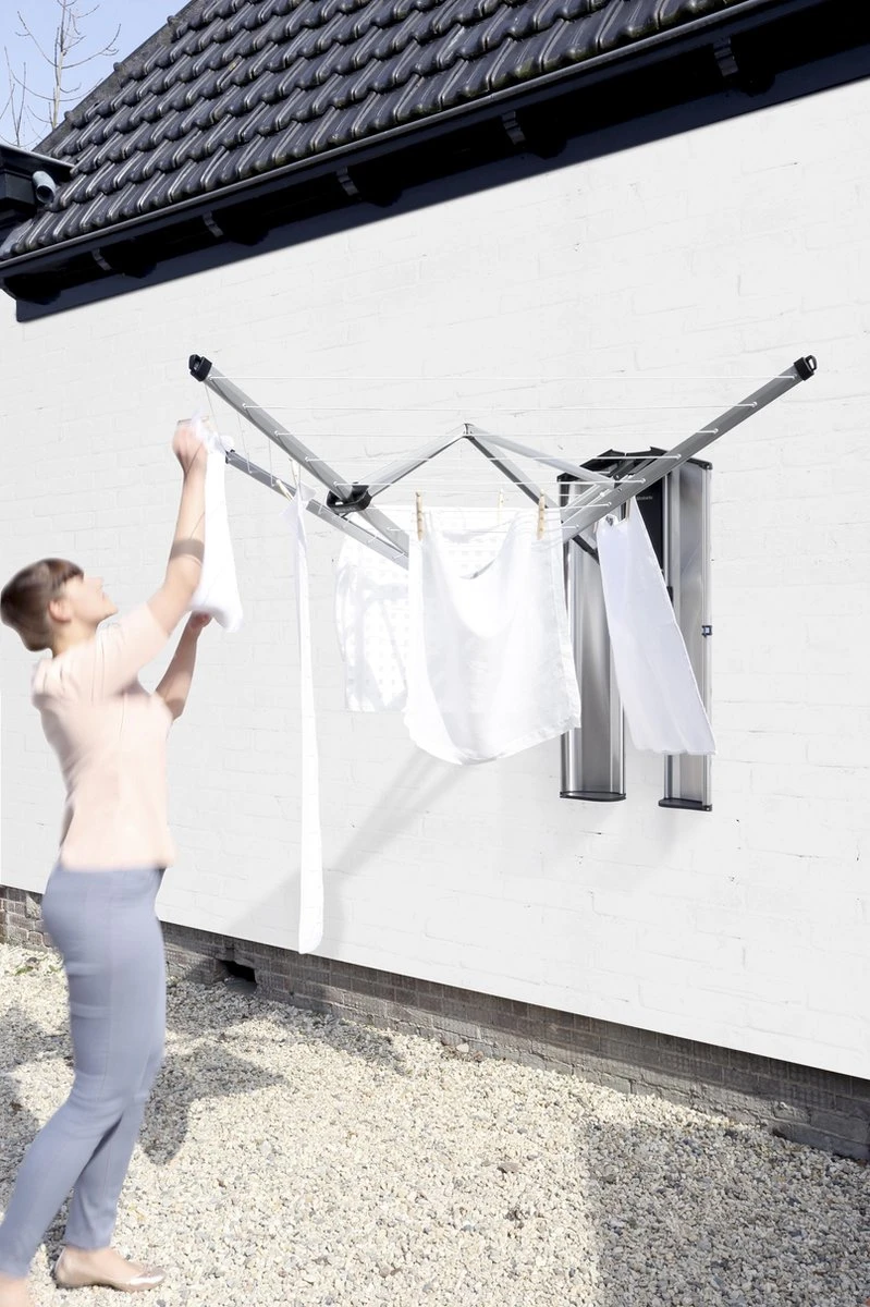 Brabantia WallFix Wanddroger - Met Opberg-/Beschermbox - 24 M - Metallic Grey - Image 6